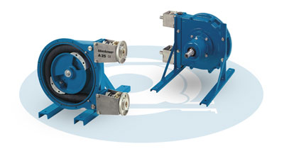 Seal-less, self priming hose pumps. Reversible and capable of pumping abrasives/solids